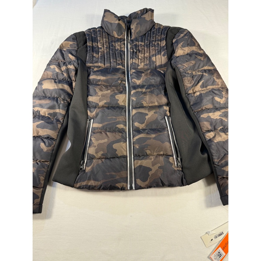 Aqua Athletic Womens Camo Print Puffer Jacket Full‎ Zip Up Small NEW